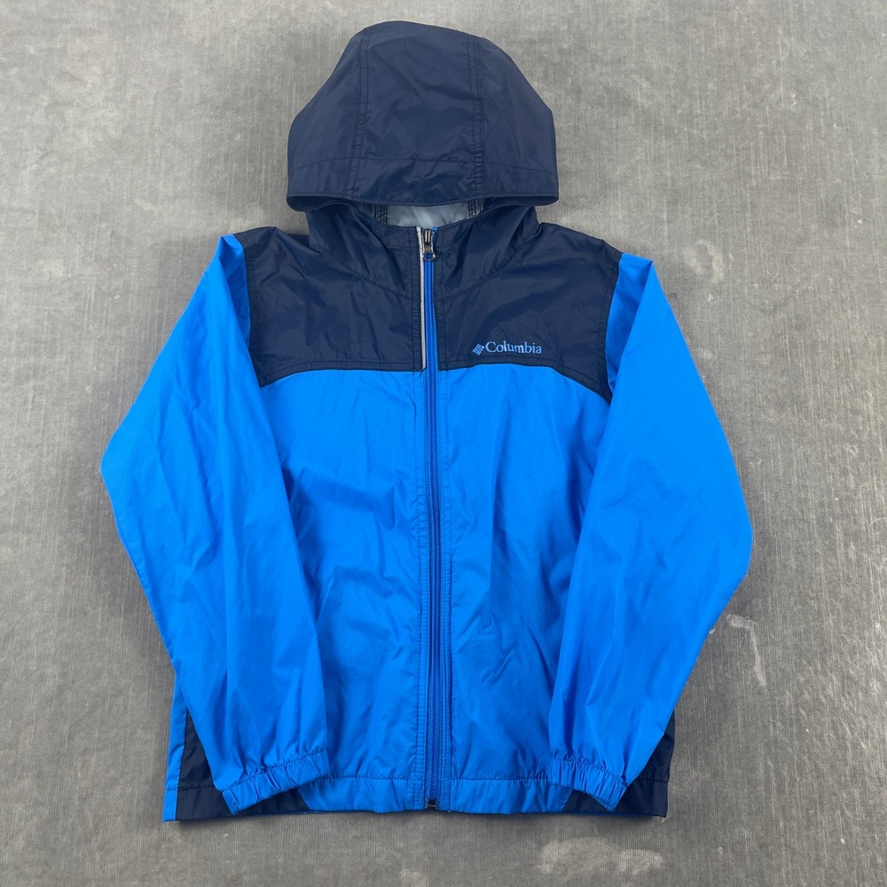 Columbia Kids Size S (8) Blue Windbreaker Jacket Hooded Full Zip Lightweight